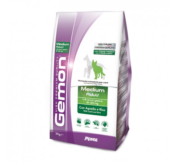 Gemon Dog Adult Medium Lamb & Rice 3kg Gemon Dog Adult Medium Lamb & Rice 3kg