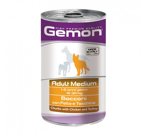 Gemon Dog Chunks Adult Medium Chicken & Turkey 1250g Gemon Dog Chunks Adult Medium Chicken & Turkey 1250g