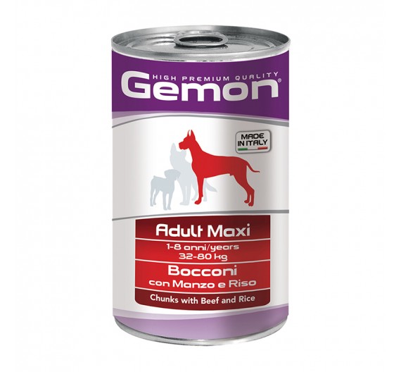 Gemon Dog Chunks Adult Maxi Beef & Rice 1250g