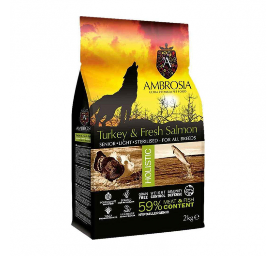 Ambrosia Holistic Senior, Light, Sterilised Turkey & Salmon 2kg