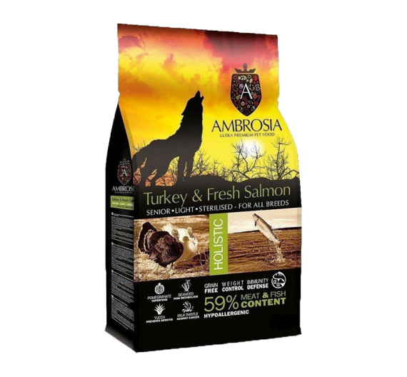 Ambrosia Holistic Senior, Light, Sterilised Turkey & Salmon 12kg