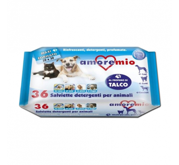 Amoremio Μαντηλάκια Καθαρισμού για Σώμα & Πατούσες Talc 36τμχ 20x30cm Amoremio Μαντηλάκια Καθαρισμού για Σώμα & Πατούσες Talc 36τμχ 20x30cm