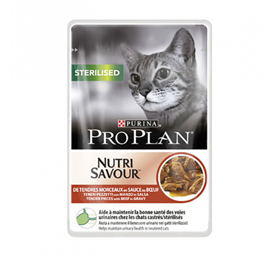 PRO PLAN Nutrisavour Sterilised Cat Βοδινό σε Σάλτσα 85gr