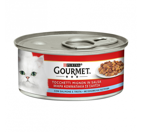 Purina Gourmet Κομματάκια σε Σάλτσα Πέστροφα & Σολομός 195gr