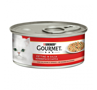 Purina Gourmet Κομματάκια σε Σάλτσα Σολομός & Σπανάκι 195gr