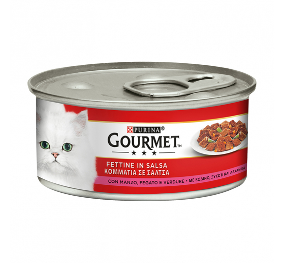 Purina Gourmet Κομμάτια σε Σάλτσα Βοδινό, Συκώτι & Λαχανικά 195gr