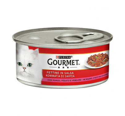 Purina Gourmet Κομμάτια σε Σάλτσα Βοδινό, Συκώτι & Λαχανικά 195gr