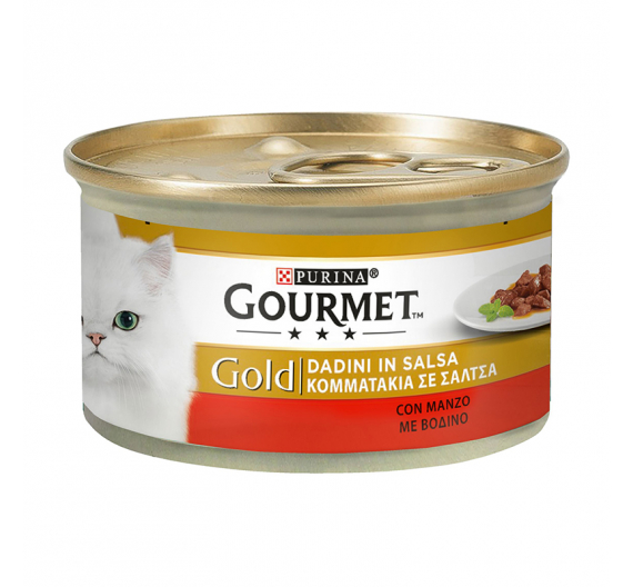 Purina Gourmet Gold Κομματάκια σε Σάλτσα Βοδινό 85gr
