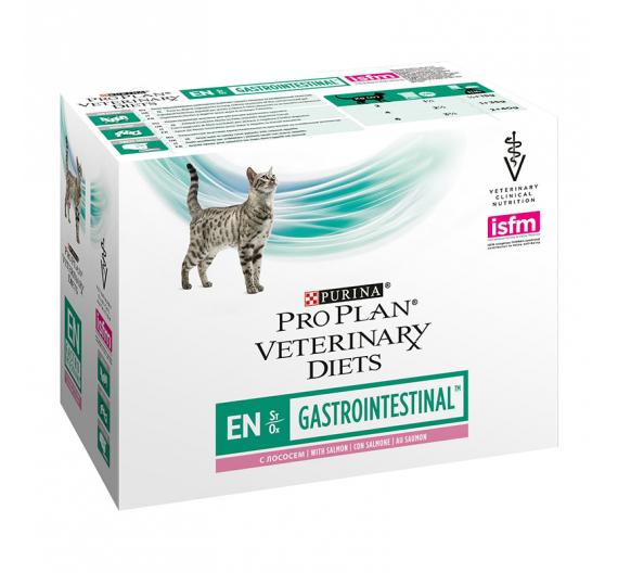 PRO PLAN Veterinary Diets Cat EN Gastrointestinal Κομματάκια σε Σάλτσα Σολομό 10x85gr PRO PLAN Veterinary Diets Cat EN Gastrointestinal Κομματάκια σε Σάλτσα Σολομό 10x85gr