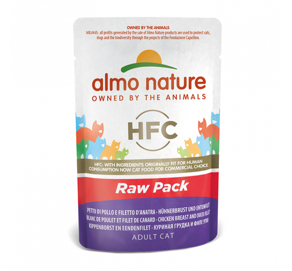 Almo Nature Raw Φακελάκι Στήθος Κοτόπουλο & Φιλέτο Πάπια 55gr Almo Nature Raw Φακελάκι Στήθος Κοτόπουλο & Φιλέτο Πάπια 55gr