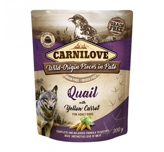 Carnilove Dog Pouch Quail with Yellow Carrot 300gr
