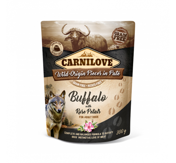 Carnilove Dog Pouch Buffalo with Rose Petals 300gr