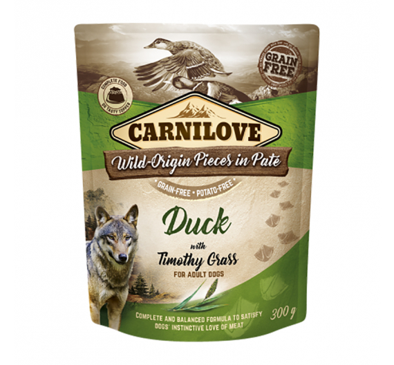 Carnilove Dog Pouch Duck with Timothy Grass 300gr