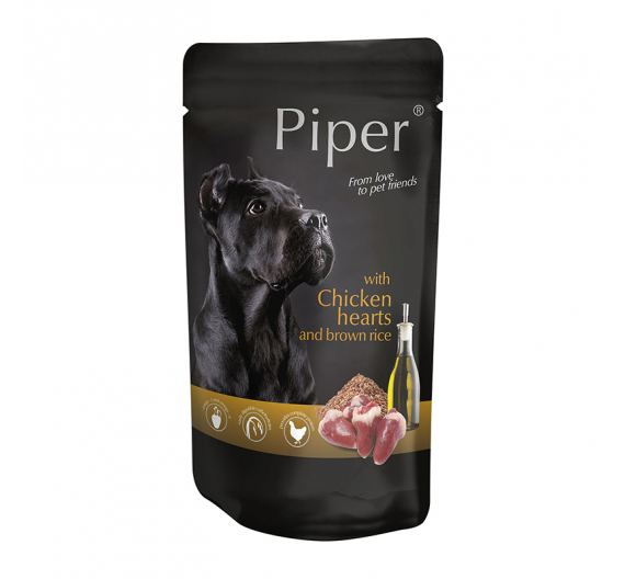 Piper Adult Καρδιά Κοτόπουλου & Καστανό Ρύζι Pouch 500gr