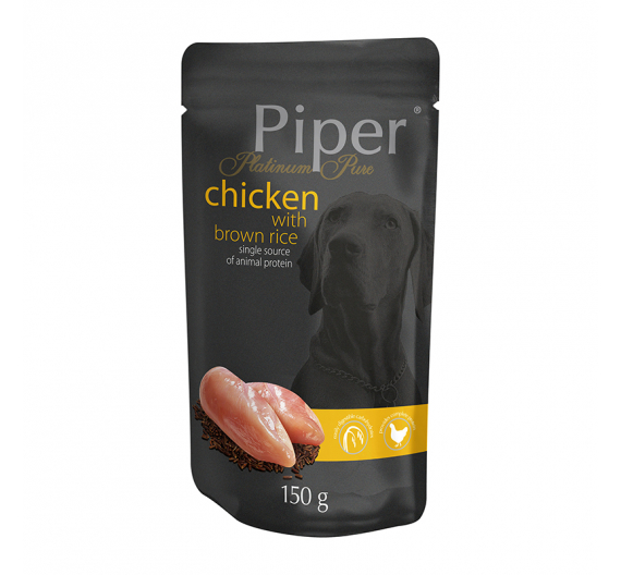 Piper Platinum Pure Adult Κοτόπουλο & Καστανό Ρύζι Pouch 150gr