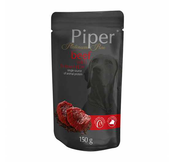 Piper Platinum Pure Adult Βοδινό & Καστανό Ρύζι Pouch 150gr