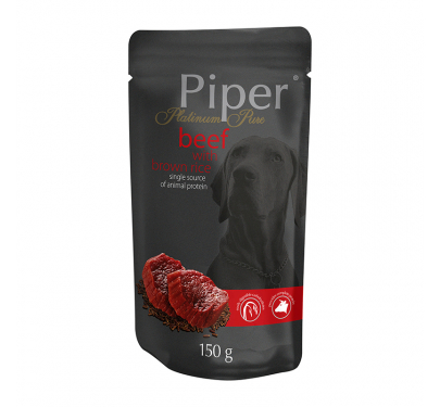 Piper Platinum Pure Adult Βοδινό & Καστανό Ρύζι Pouch 150gr