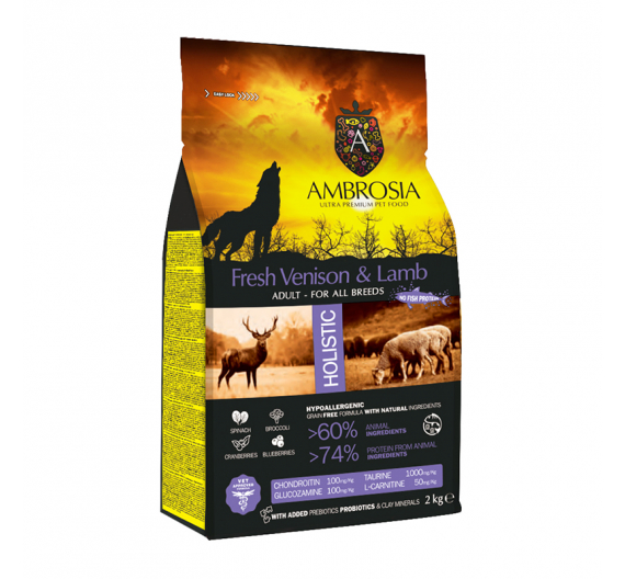 Ambrosia Grain Free Adult Venison & Lamb 2kg