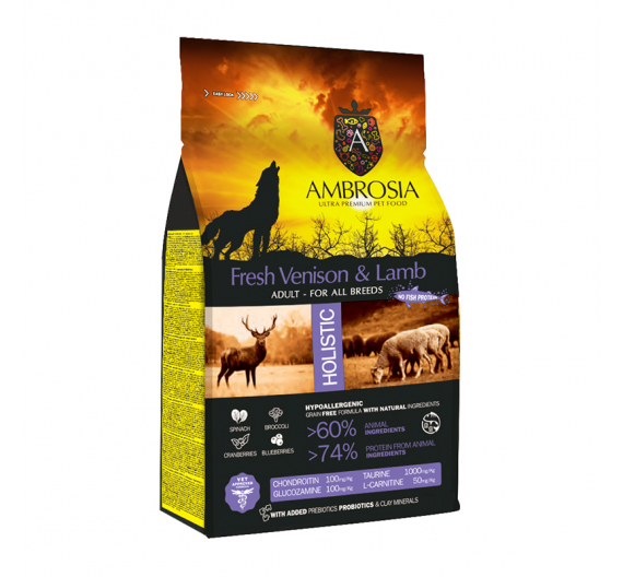 Ambrosia Grain Free Adult Venison & Lamb 12kg