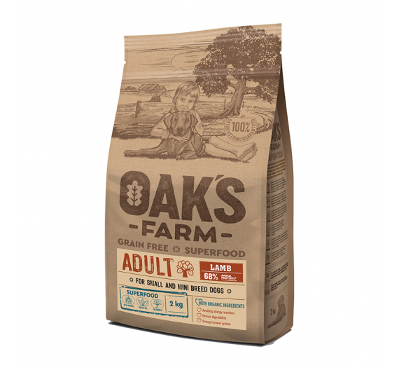 Oak's Farm Grain Free Small Adult Lamb 2kg