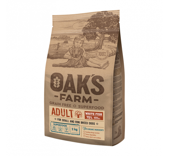 Oak's Farm Grain Free Small Adult White Fish 2kg