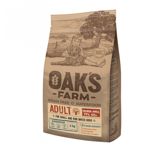 Oak's Farm Grain Free Small Adult Salmon & Krill 2kg