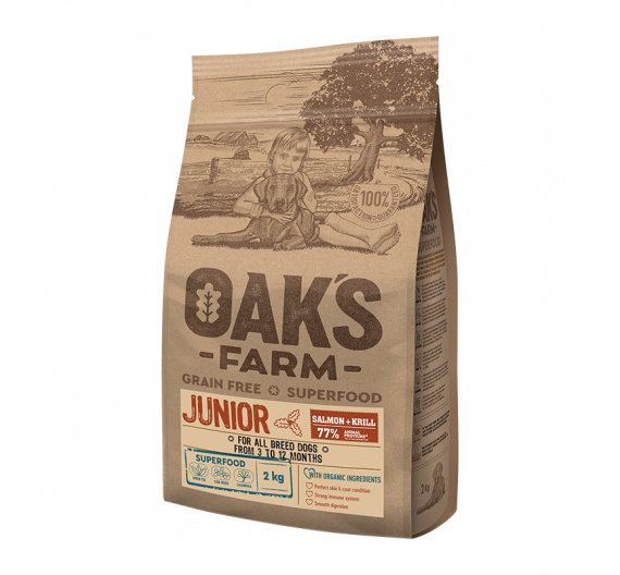 Oak's Farm Grain Free All Junior Salmon& Krill 2kg