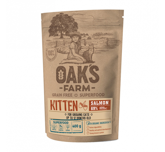 Oak's Farm Grain Free Kitten Salmon 400g