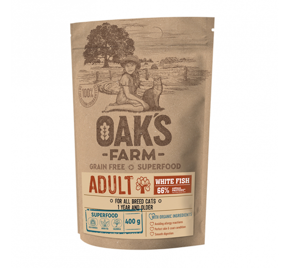 Oak's Farm Grain Free Adult White Fish 400g