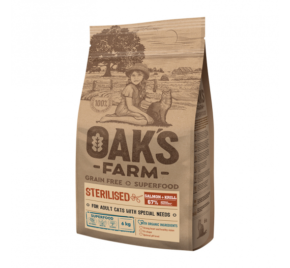 Oak's Farm Grain Free Adult Sterilised Salmon & Krill 6kg
