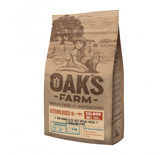 Oak's Farm Grain Free 8+ Sterilised Salmon 2kg