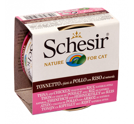 Schesir Cat Natural Τόνος & Κοτόπουλο με Ρύζι 85gr