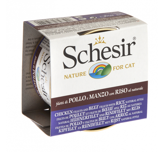 Schesir Cat Natural Κοτόπουλο & Μοσχάρι με Ρύζι 85gr