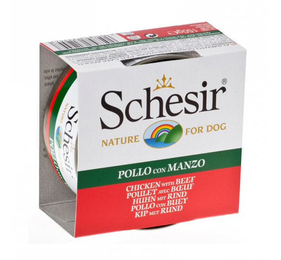 Schesir Dog Jelly Φιλετάκια Κοτόπουλο με Μοσχάρι 150gr