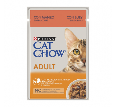 Purina Cat Chow Adult Bοδινό & Μελιτζάνες σε Ζελέ 85gr