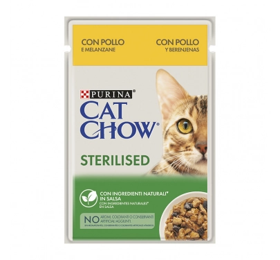 Purina Cat Chow Sterilised Κοτόπουλο & Μελιτζάνες σε Σάλτσα 85gr