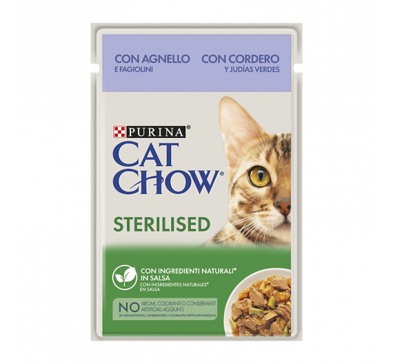 Purina Cat Chow Sterilised Αρνί & Πράσινα Φασολάκια σε Σάλτσα 85gr