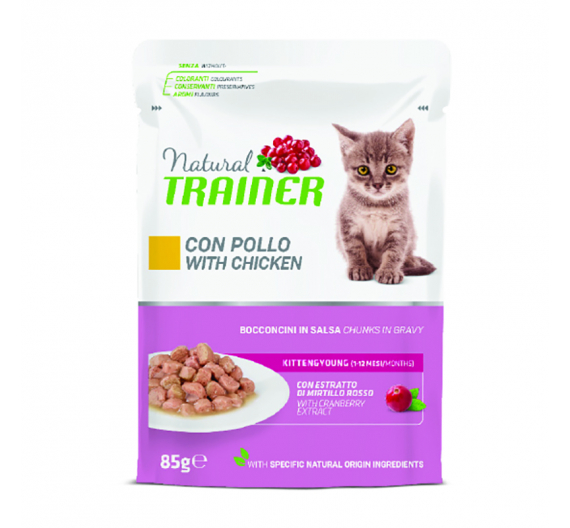 Natural Trainer Kitten & Young Κοτόπουλο 85gr