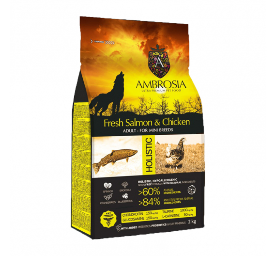 Ambrosia Grain Free Adult Mini Chicken & Salmon 6kg