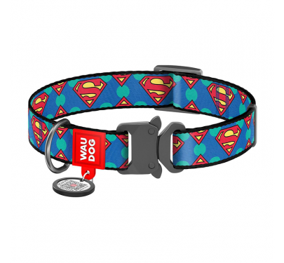 Wau Dog Περιλαίμιο Superman Logo με Smart ID & Μεταλλικό Κούμπωμα