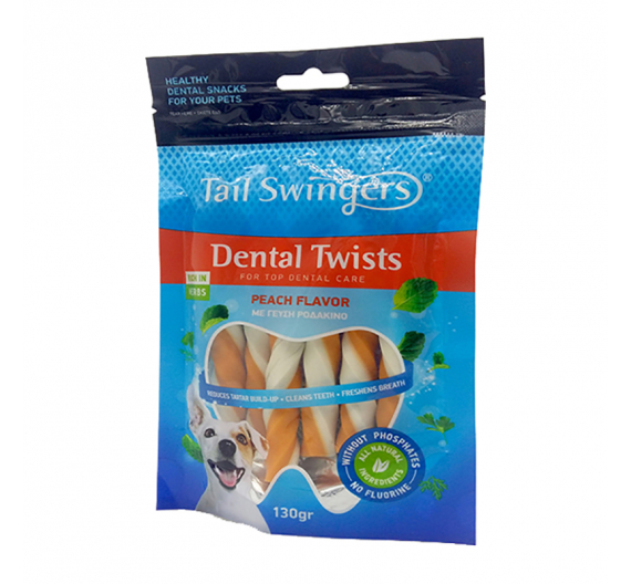 Tail Swingers Dental Twists Ροδάκινο 130gr