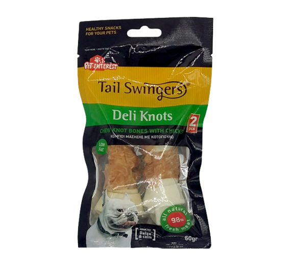 Tail Swingers Κόκαλο Κόμπος Λευκό με Κοτόπουλο 100gr