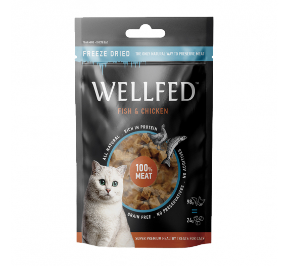 Wellfed  Λιχουδιές Freeze Dried Κοτόπουλο & Ψάρι 24gr