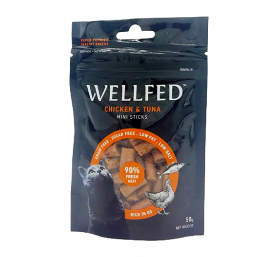 Wellfed  Λιχουδιές με Κοτόπουλο & Τόνο 50gr