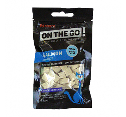 On The Go Chicken Bites Λιχουδιές Γάτας με Σολομό 25gr