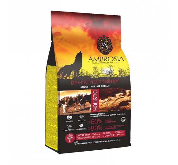 Ambrosia Grain Free Adult Beef & Fresh Salmon 12kg