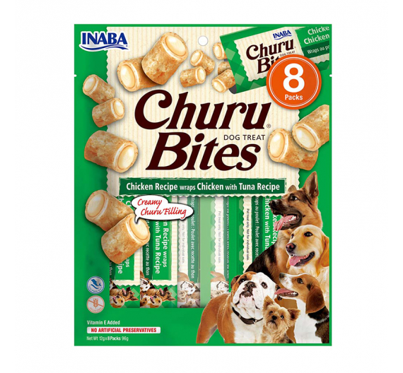 Inaba Churu Dog Bites Λιχουδιές με Κοτόπουλο & Τόνο 96gr