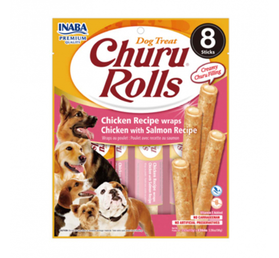 Inaba Churu Dog Rolls Γεμιστά Στικς με Κοτόπουλο & Σολομό 96gr