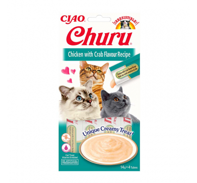 Inaba Churu Cat Κρεμώδης Λιχουδιά με Κοτόπουλο & Καβούρι 56gr