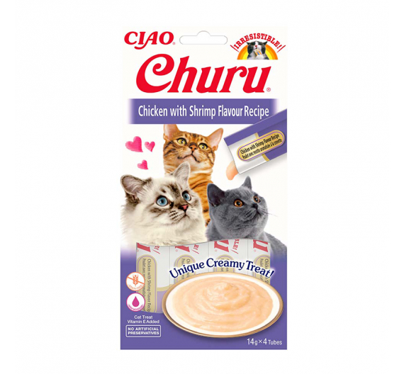 Inaba Churu Cat Κρεμώδης Λιχουδιά με Κοτόπουλο & Γαρίδα 56gr